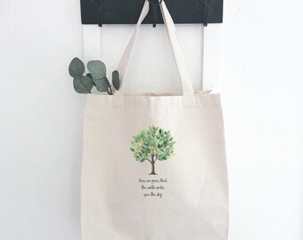 Trees are Poems - Canvas Tote Bag, Market Bag, Grocery Bag, Sturdy Reusable Bag, Summer Market Bag, 14" x 14" x 5"