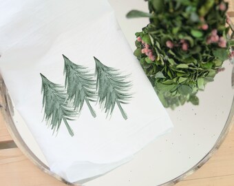 Three Trees Tea Towel, Cabin Farmhouse Decor Kitchen Towels, Christmas Gift for Mom, Christmas Teacher Gift, Pine Tree Decor