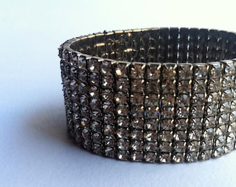 Vintage rhinestones extensible bracelet Art Deco style-vintage rhinestone bracelet Art Deco stretch