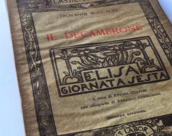 Classics of Laughing, Formiggini Editore Roma, Giovanni Boccaccio, The Decameron, Sixth Day, Antique book, Collectibles books