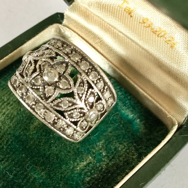 Antiques Edwardian Style Silver Filigree Band Ring