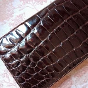 Vintage 80s Real Brown Leather Clutch Bag