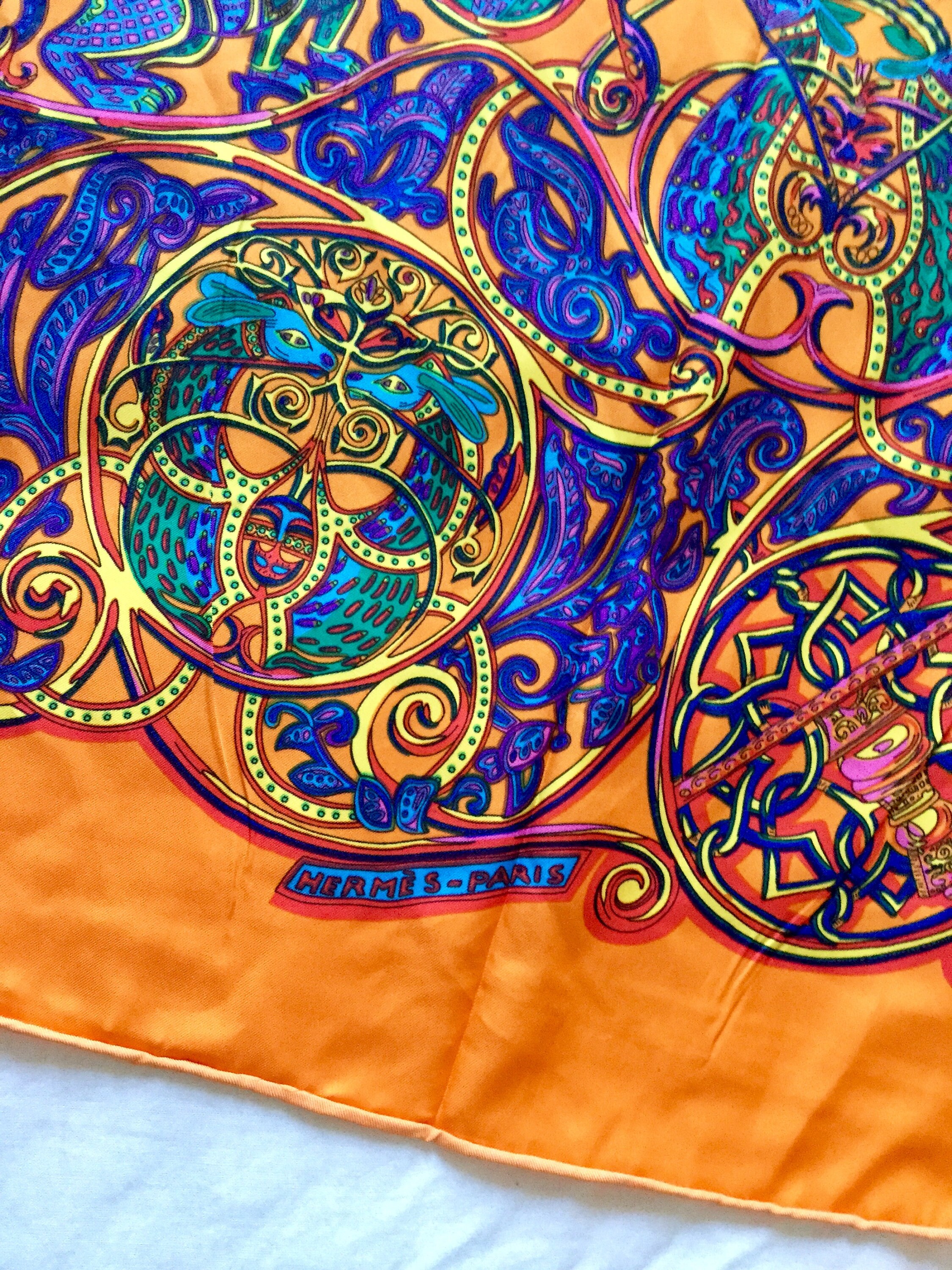 Vintage Auth Brandname Hermes Silk Scarf - Etsy