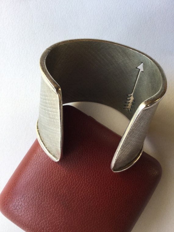 Antiques 1950s Heavy Solid Silver Cuff Bangle Bra… - image 6