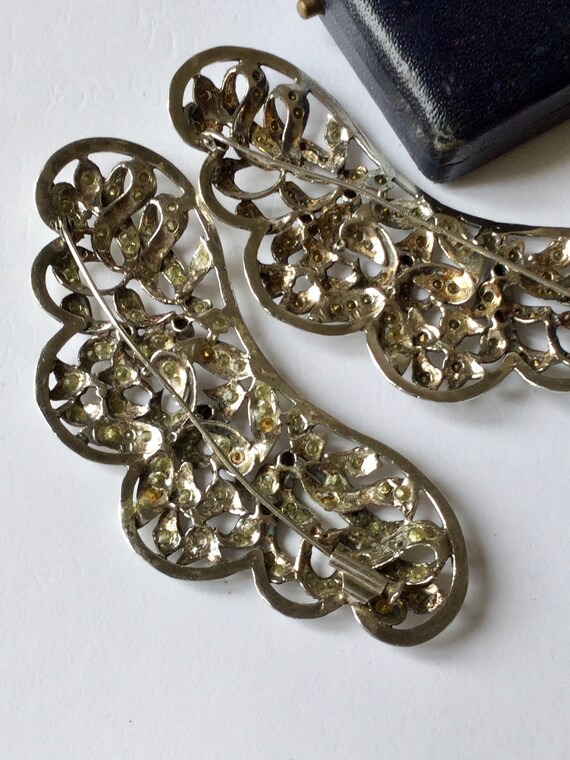 Antiques Art Deco Silver Zirconia Pair Brooch - image 9