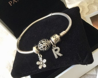 Vintage Brandname Pandora Silver Charms Bracelet