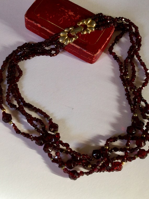 Antiques Victorian Style Multi Strands Garnet Sil… - image 2