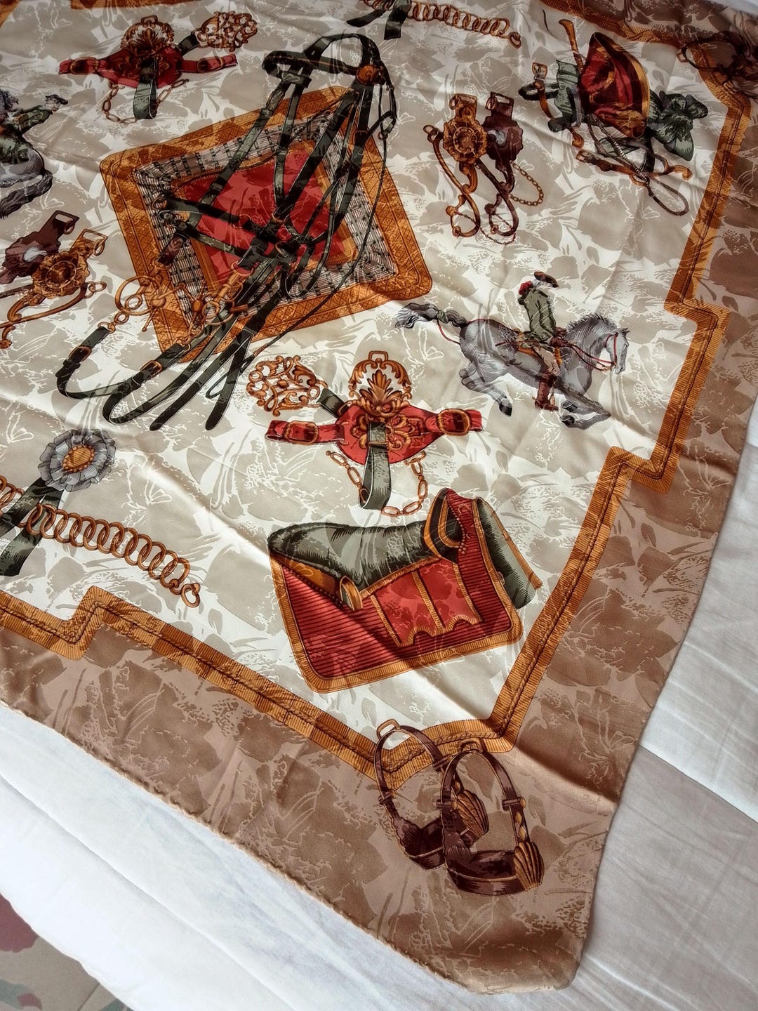 Vintage Auth Equestrian Style Silk Scarf - Etsy