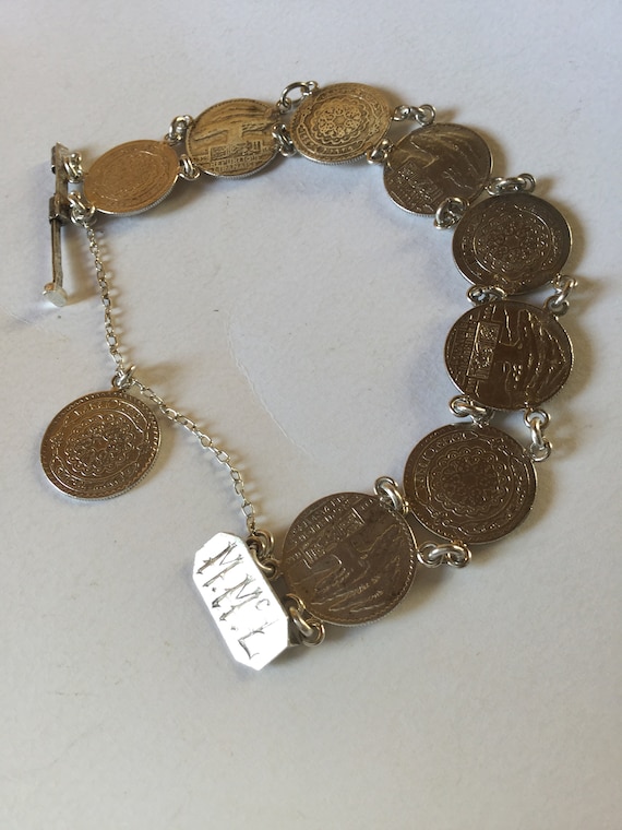 Antique Edwardian 1929 Silver Coin Bracelet Repub… - image 3