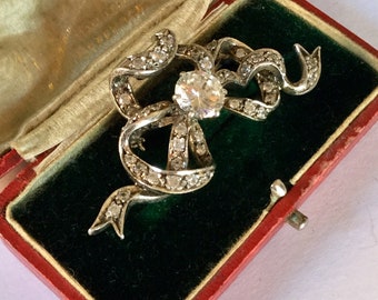 Antiques Edwardian Bow Silver Brooch
