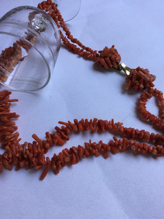 Antiques Edwardian Red Coral Double Strand Neckla… - image 3