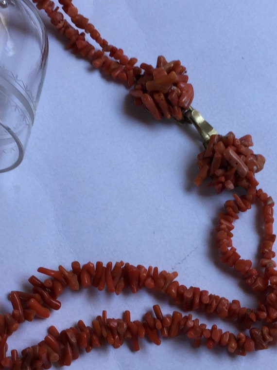 Antiques Edwardian Red Coral Double Strand Neckla… - image 4