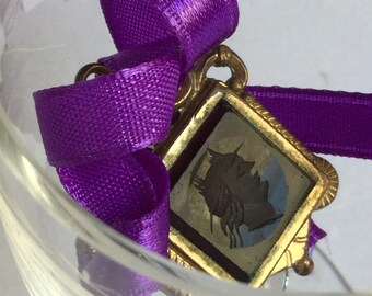Antiques Edwardian Gold Fill Black Onix Cameo Fob Pendant