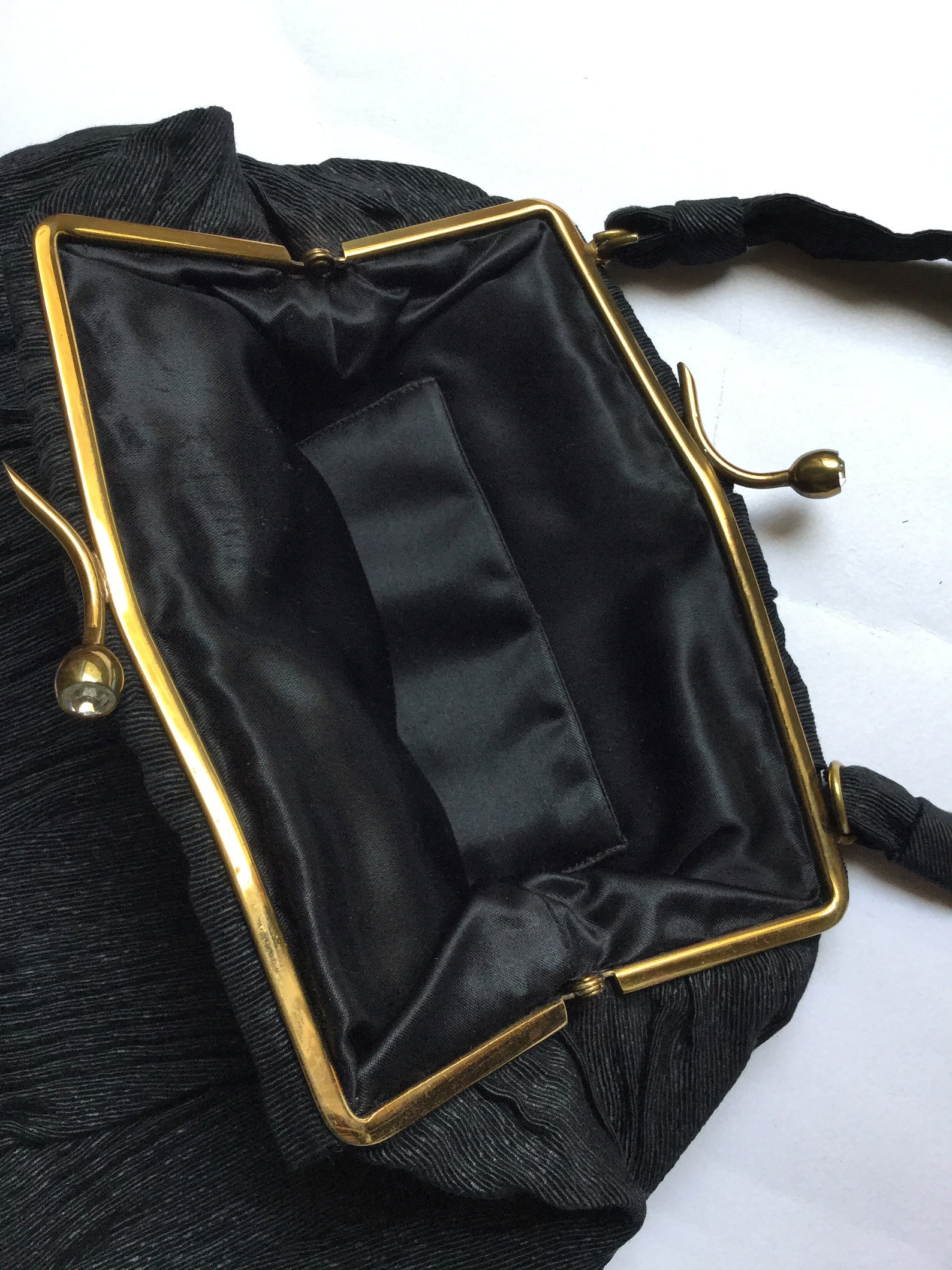 Vintage 1950s Black Silk 'Honey Pot' Evening Bag