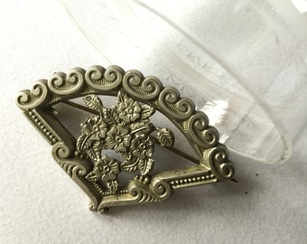 Antike Edwardian Silber Floral Fan Brosche