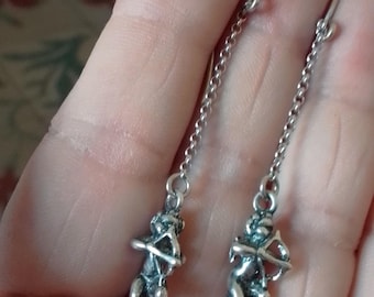 Boucles d'oreilles chérubins vintage en argent