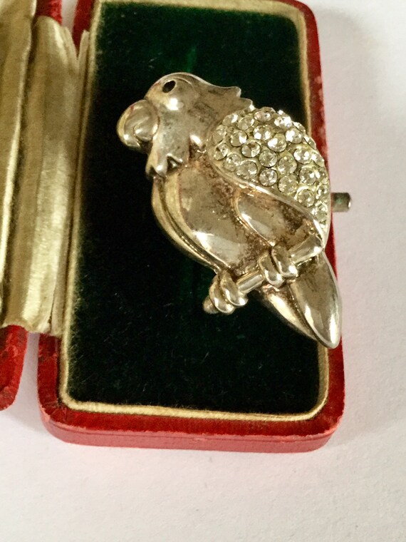 Antiques Art Deco Style Silver Rhinestones Parrot… - image 6
