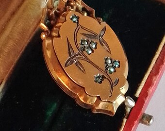 Photo Locket Pendant Art Nouveau Jewel Pinchbeck Pearl Flowered