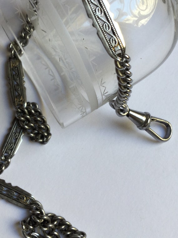 Antiques Edwardian White Metal Pocket Watch Chain