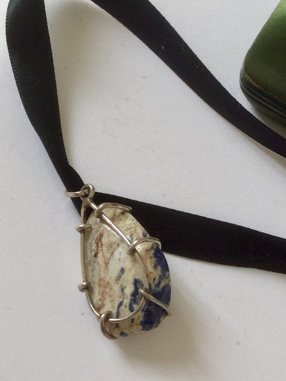 Vintage 70s Style Silver Stone Amulet Pendant - Etsy