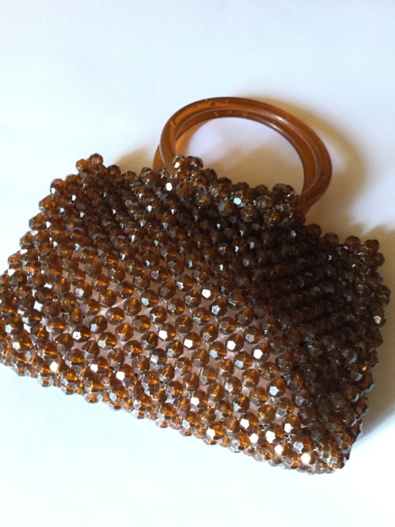 Vintage 1960 Acrylic Beads Bag Mary Quant Style