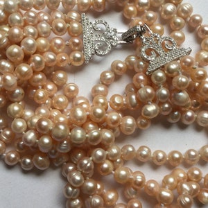 Antiques Edwardian Long Pinkie Pearls Necklace Silver Clasp