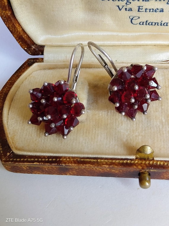 Boucles D'oreilles Pendantes Art Déco - Argent 800 Avec Hématite - Vintage - Occasion