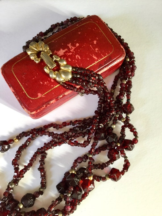 Antiques Victorian Style Multi Strands Garnet Sil… - image 1