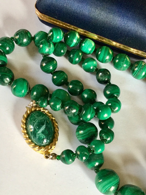Pendentif En Malachite Jaspe - Vintage Années 1950, Occasion, Pierre Verte Naturelle