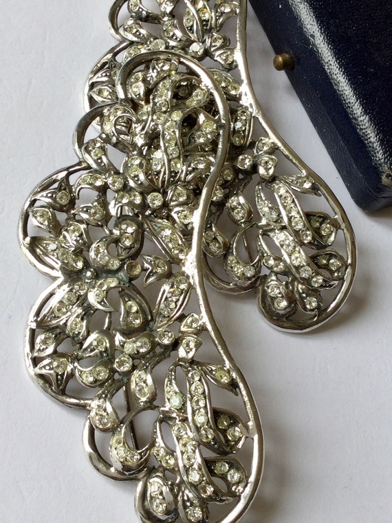 Antiques Art Deco Silver Zirconia Pair Brooch - image 7
