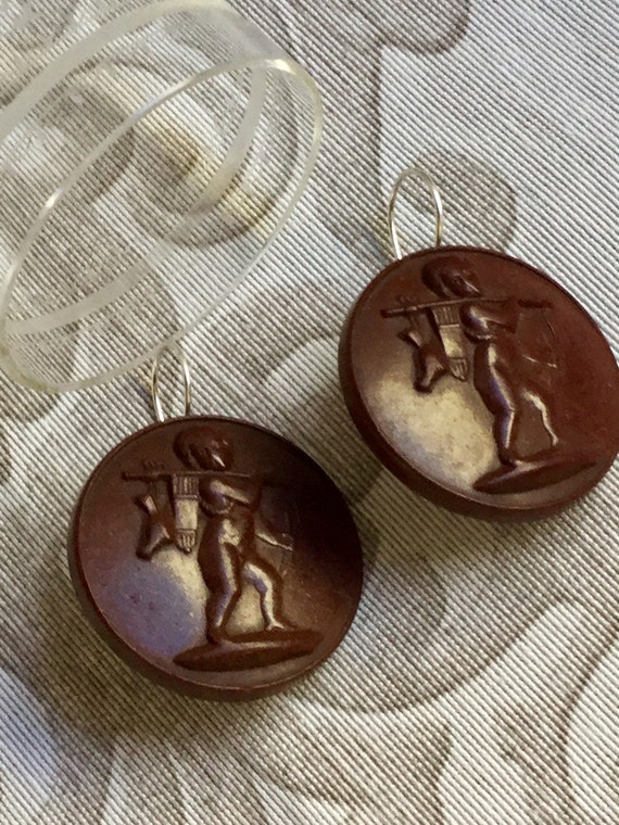 Antiques Victorian Style Mourning Cameo Earrings