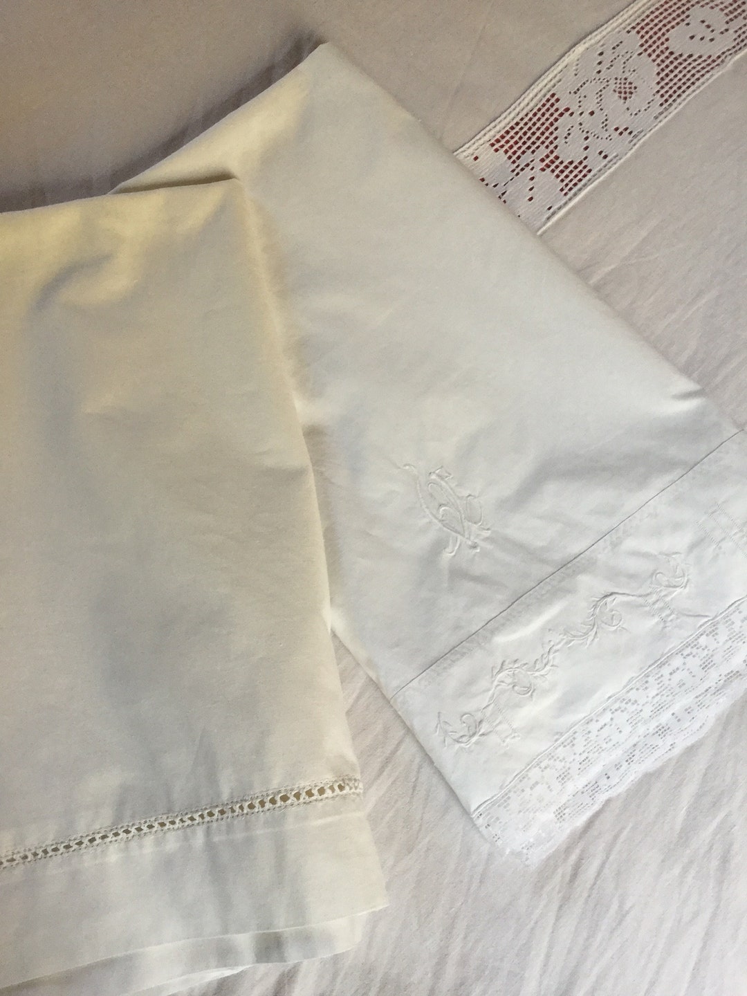 Antiques Victorian Textiles White Cotton Embroidered