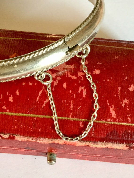 Antiques Edwardian Silver Bangle Bracelet - image 1