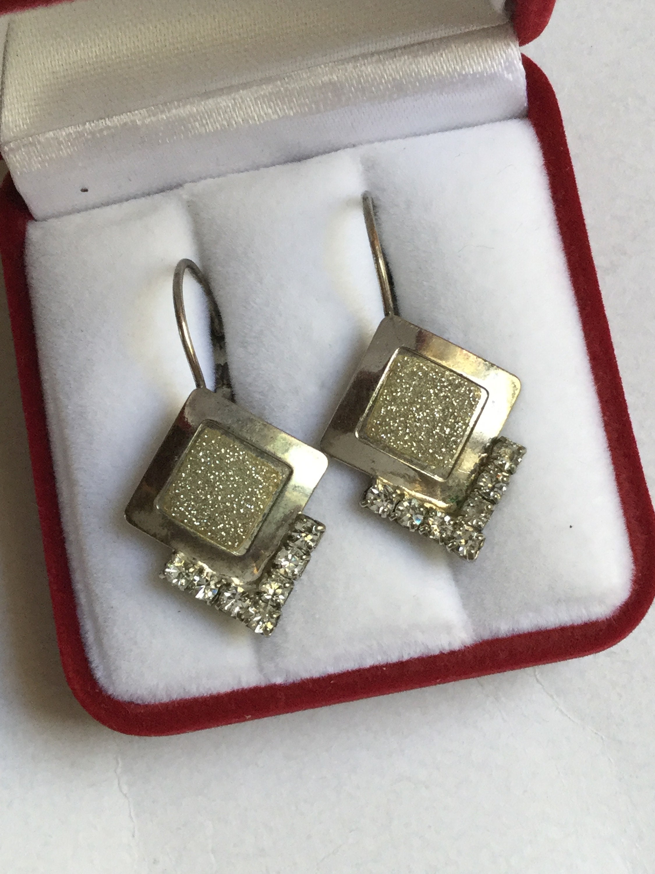 Antiques Art Deco Silver Rhinestones Earrings | Etsy