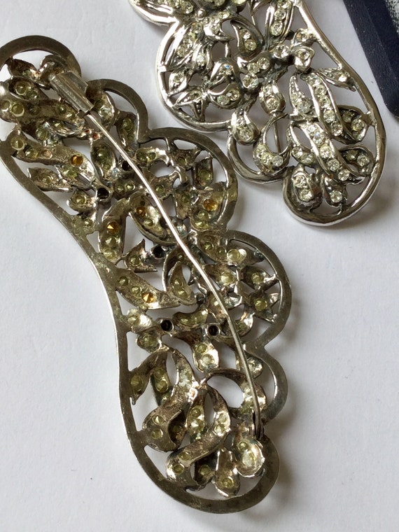 Antiques Art Deco Silver Zirconia Pair Brooch - image 8