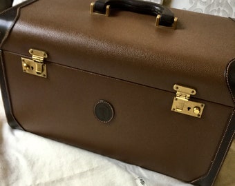 Vintage Auth Brandname Trussardi Brown Crespo Maxi Train Case