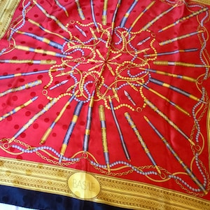 Vintage Auth Brandname Basile Fountain Pens Silk Scarf