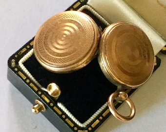 Colgante con medallón con foto chapado en oro victoriano antiguo