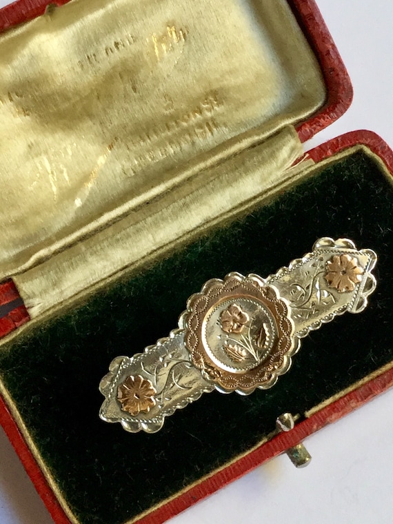 アンティーク ビクトリア朝の刻印入りシルバー ローズゴールド 