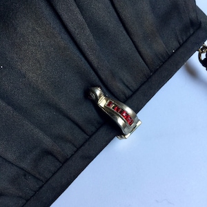 Vintage 1950s Morris Moskowitz Black Silk Jewels Clasp Evening Bag