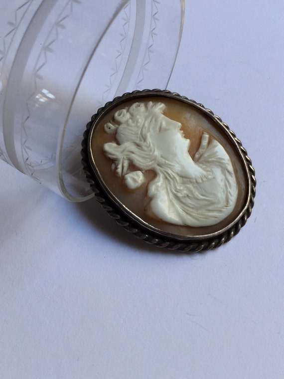 Antiques Edwardian Belle Epoque Silver Cameo Broo… - image 4