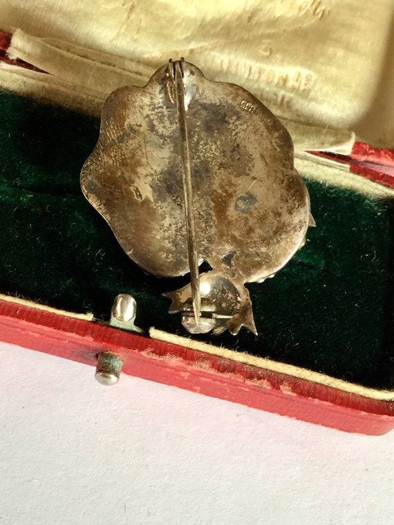 Antiques Art Deco Silver Enameled Lotus Frog Broo… - image 6