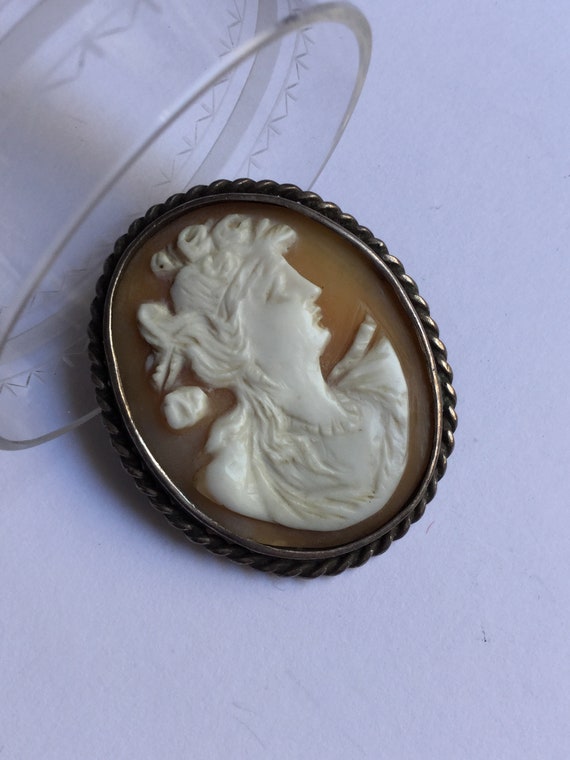 Antiques Edwardian Belle Epoque Silver Cameo Broo… - image 3