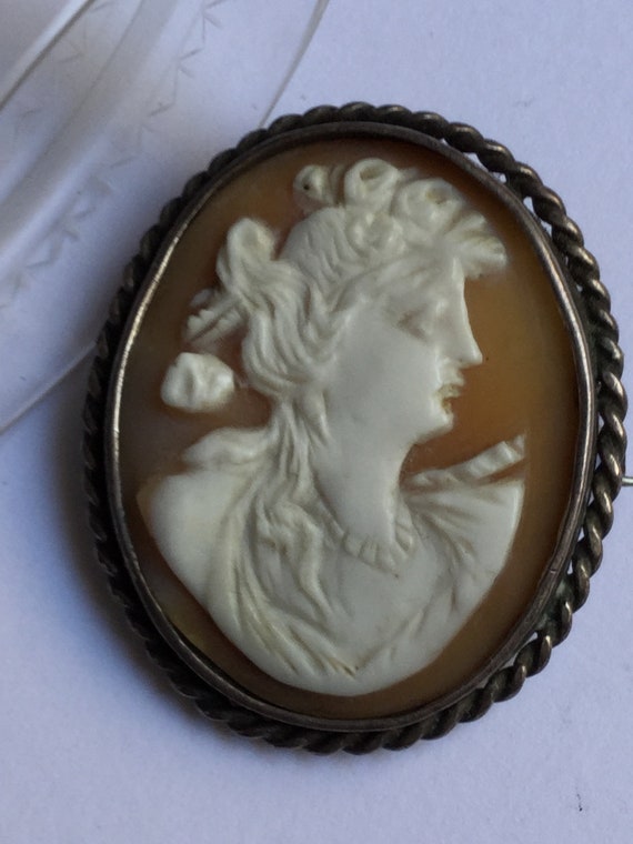 Antiques Edwardian Belle Epoque Silver Cameo Broo… - image 8