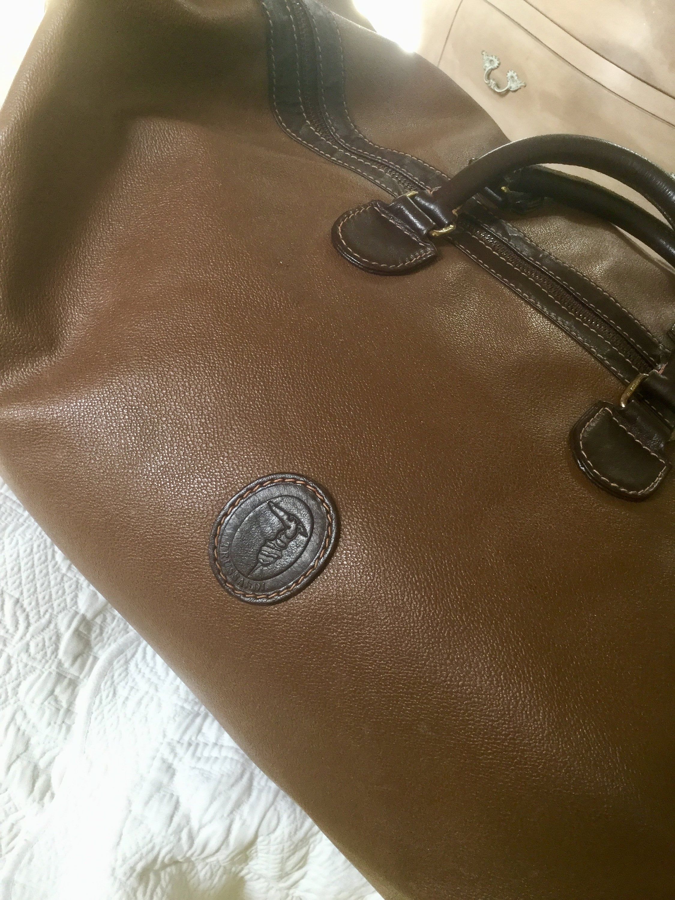 Vintage Tan Gucci Sherry Duffle Travel Bag