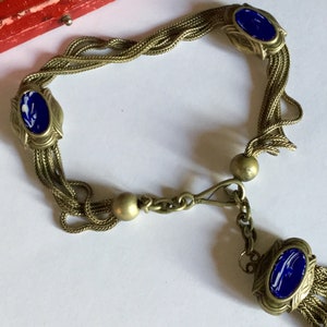 Antiques Edwardian Silver Plated Enamel Watch Chain Fob Bracelet