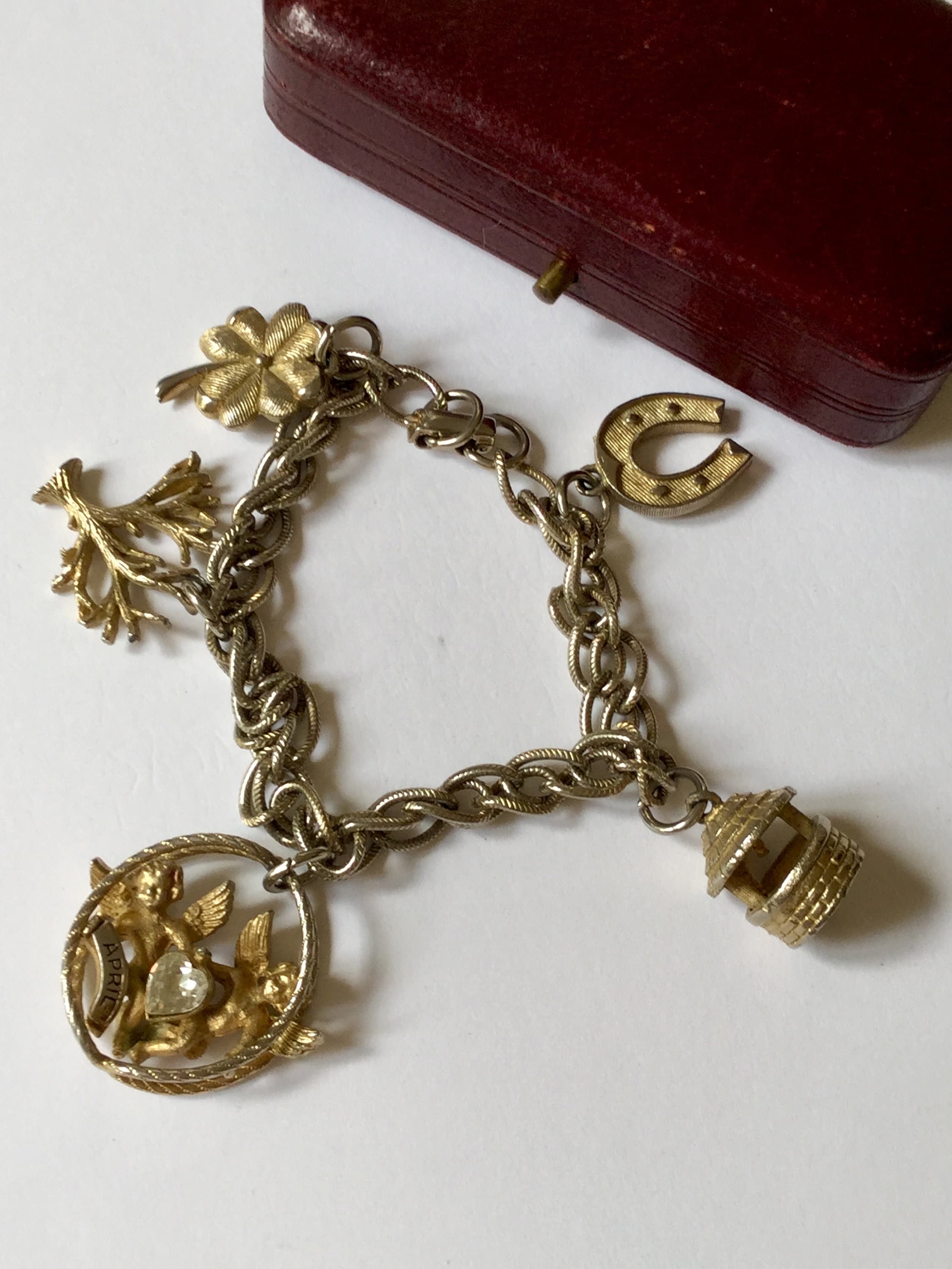 Antiques Brandname Coro Gilt Charms Bracelet