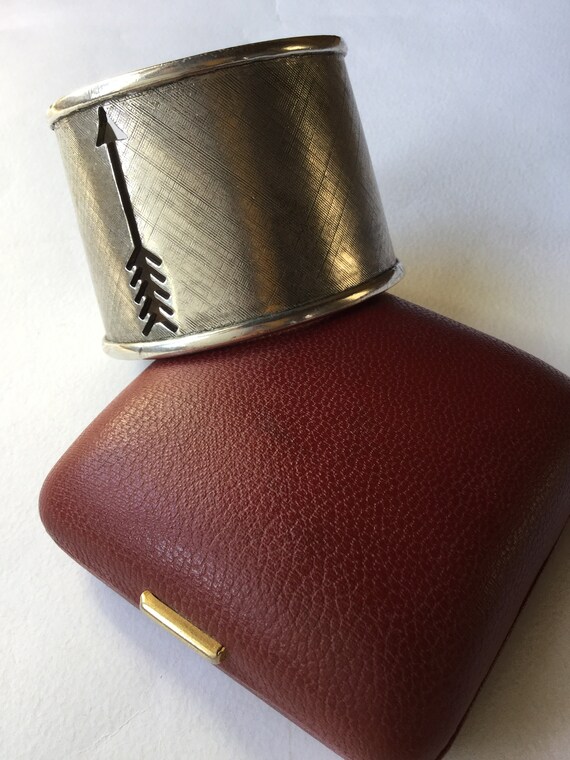 Antiques 1950s Heavy Solid Silver Cuff Bangle Bra… - image 2