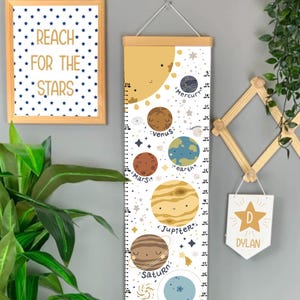 Personalised Space Growth Chart, solar system banner for kids, Planets & Astronaut Nursery Wall Decor, Toddler Gift