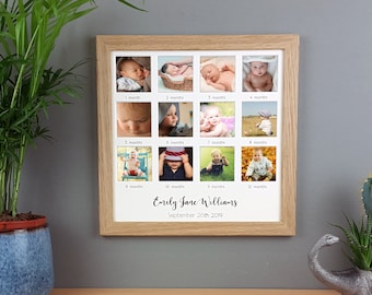 Baby first year photo frame, first birthday frame, My first year photo gift, personalised baby picture frame, baby keepsake. 1st birthday.